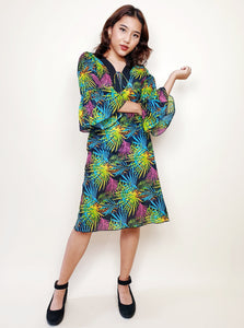 Bell Sleeve Leafie Dress | Angie's Fashion