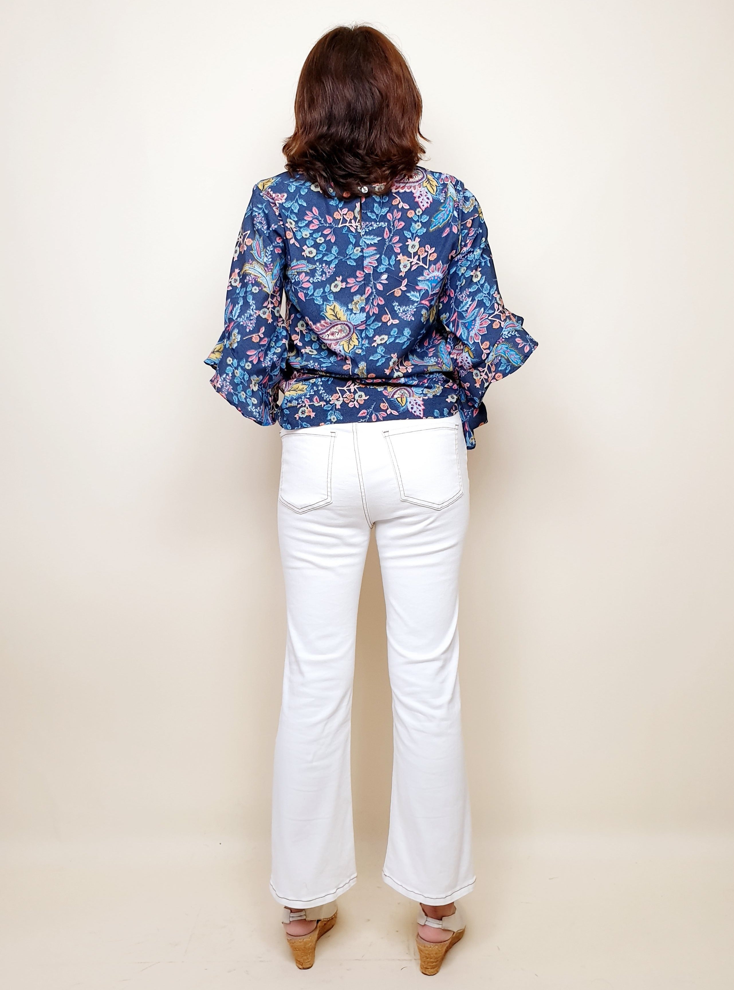 Bell Sleeve Fleur Top with Tie at side | Angie's Fashion