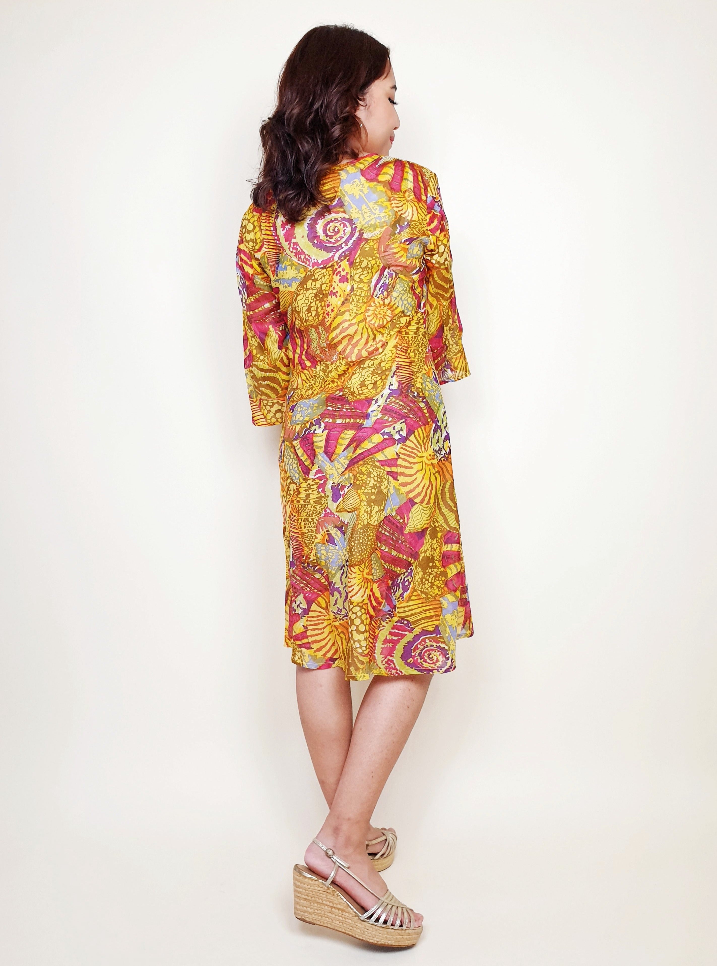 Bias Mid-sleeve Aurum Dress | Angie's Fashion