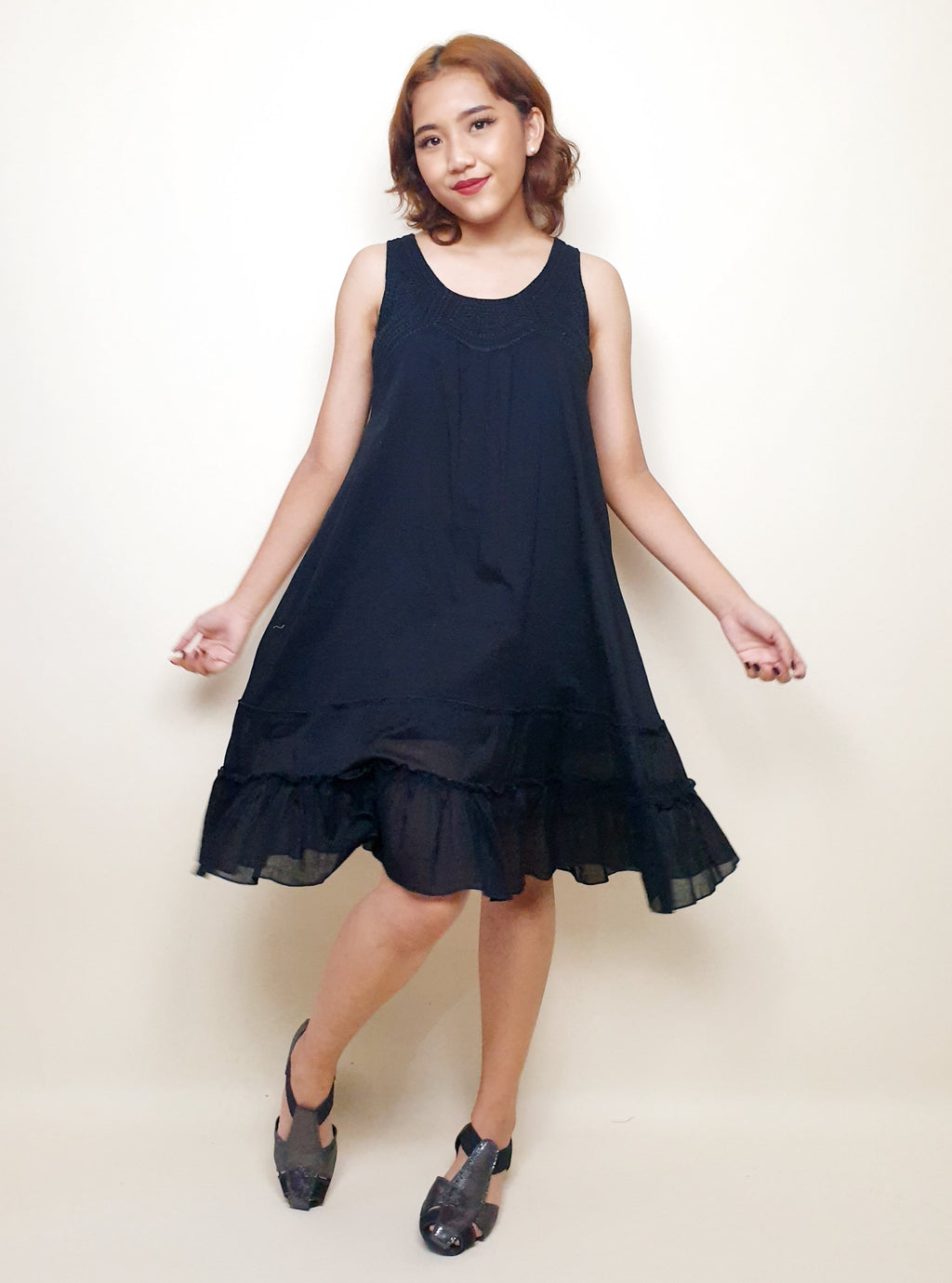Cotton Black Embroidery Dress | Angie's Fashion