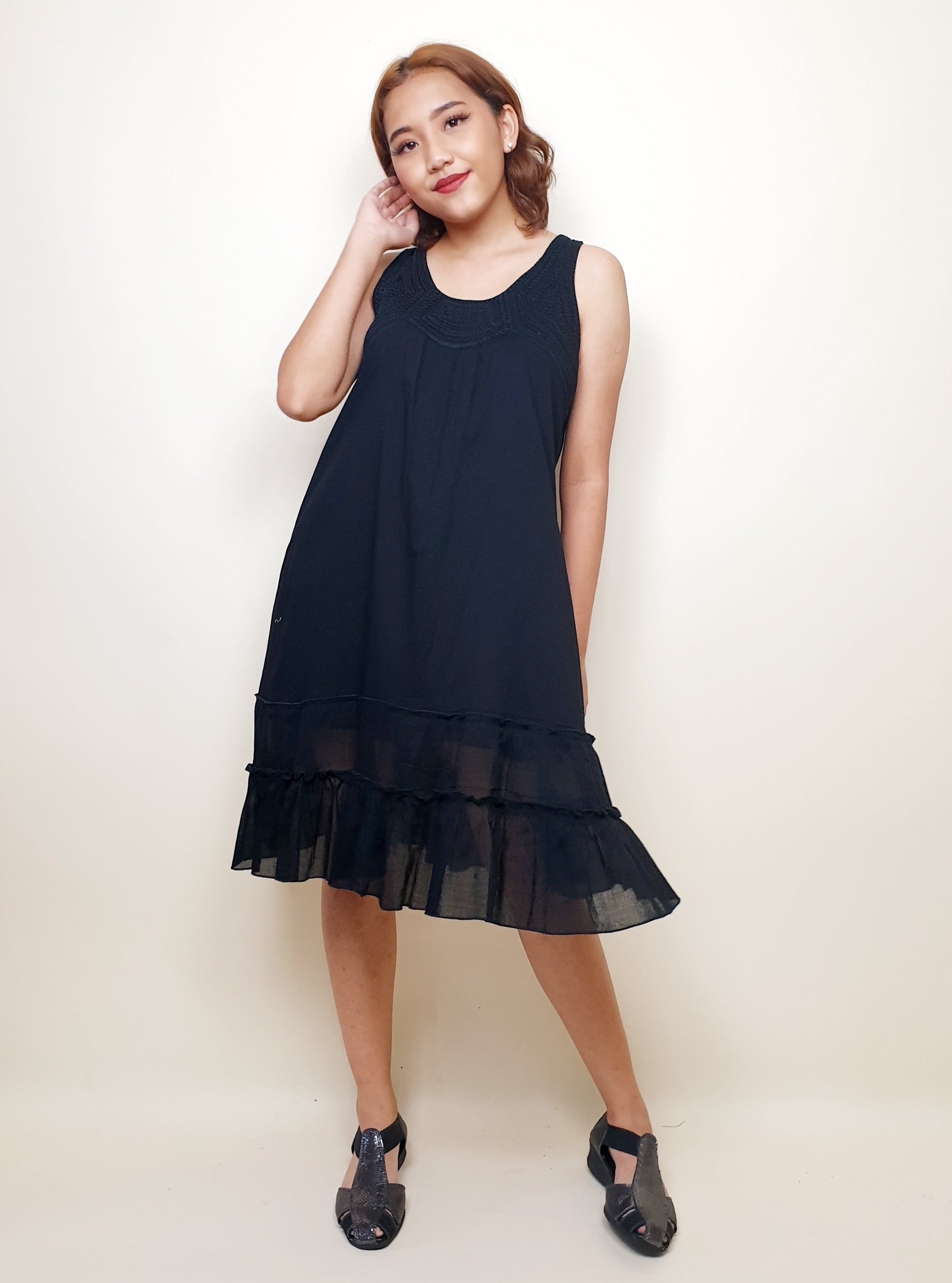 Cotton Black Embroidery Dress | Angie's Fashion