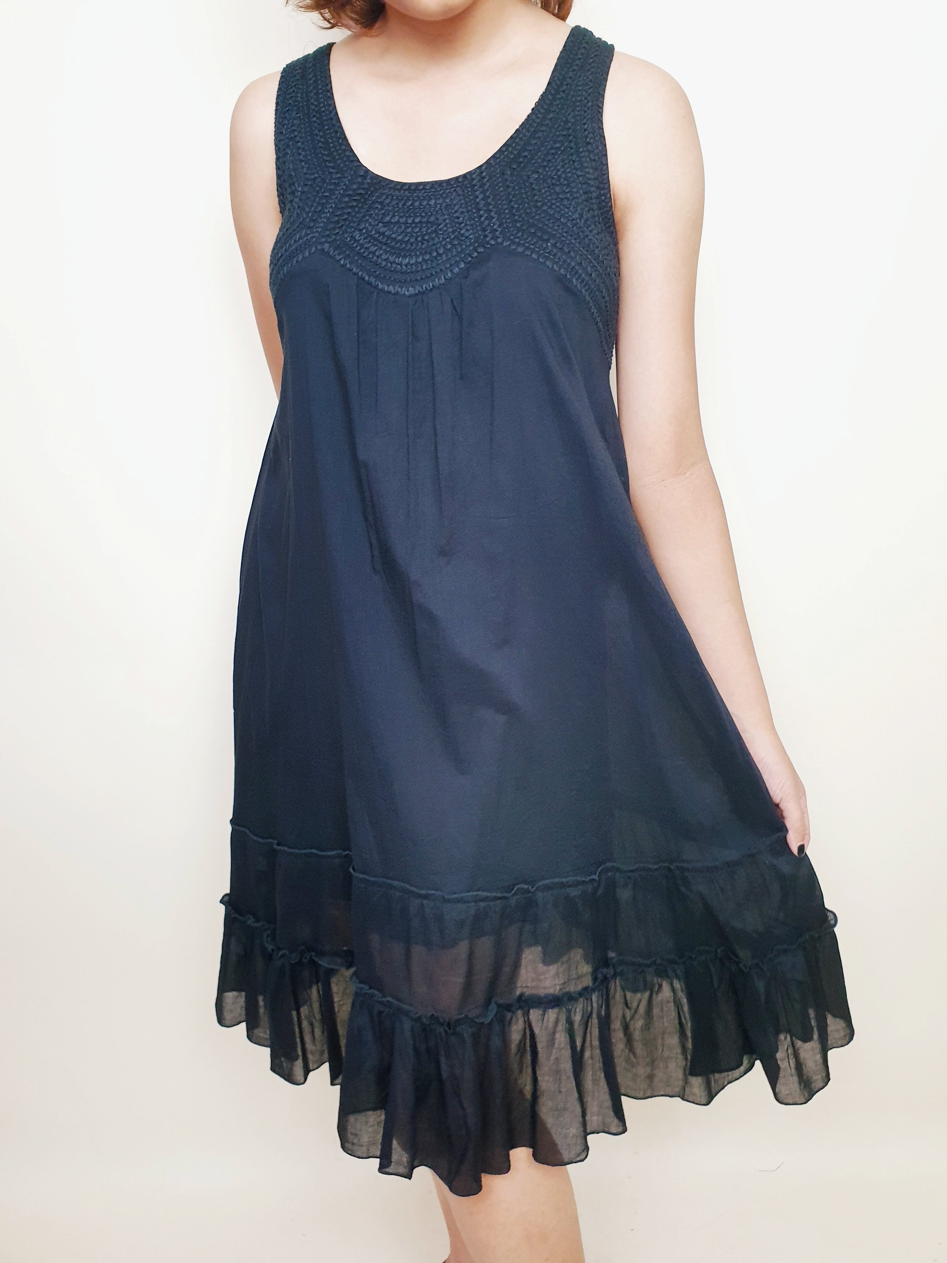 Cotton Black Embroidery Dress | Angie's Fashion