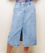 Load image into Gallery viewer, Denim Skirt with Centre Slit | Angie&#39;s Fashion

