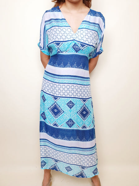 Duo Neckline Rayon Azurine Dress Duo Neckline Rayon Azurine Dress