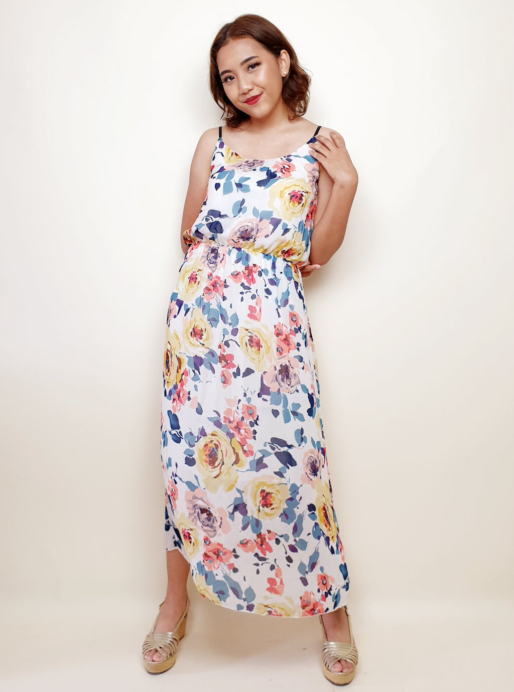 Floral Spaghetti Strap Camellia Dress | Angie's Fashion