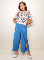 Load image into Gallery viewer, Light Denim Raw Hem Pants with Side Slit | Angie&#39;s Fashion
