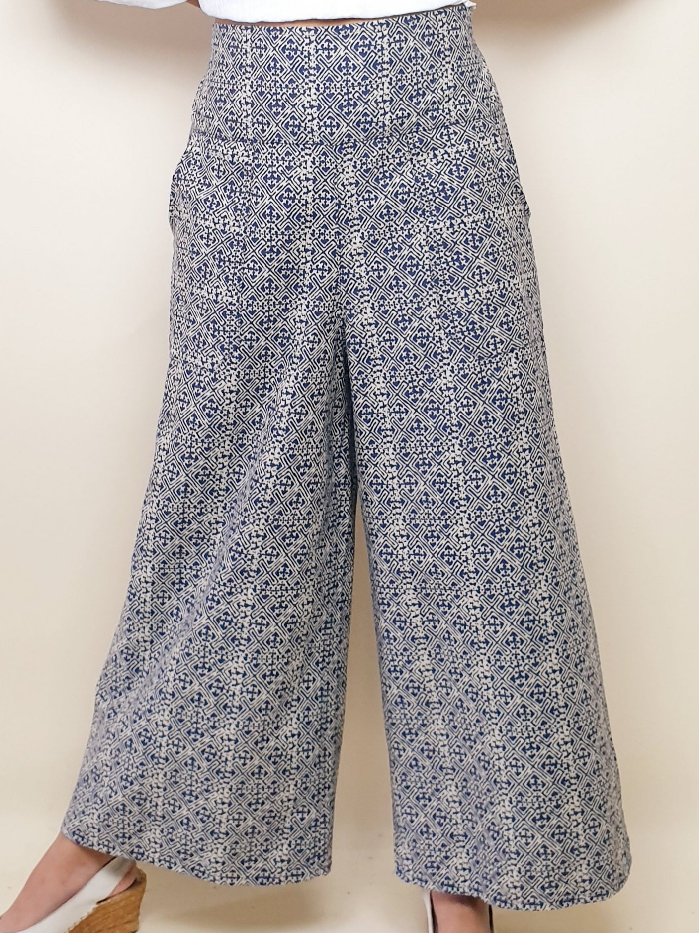 Long Cotton Meander Pants | Angie's Fashion