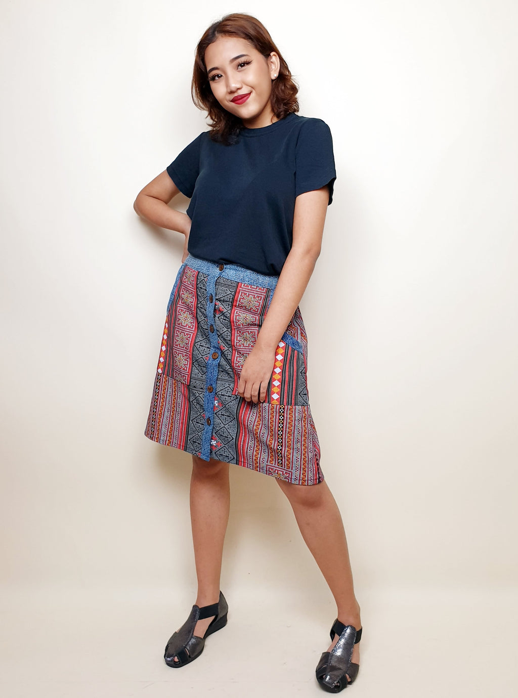 Button Down Tribal Skirt | Angie's Fashion