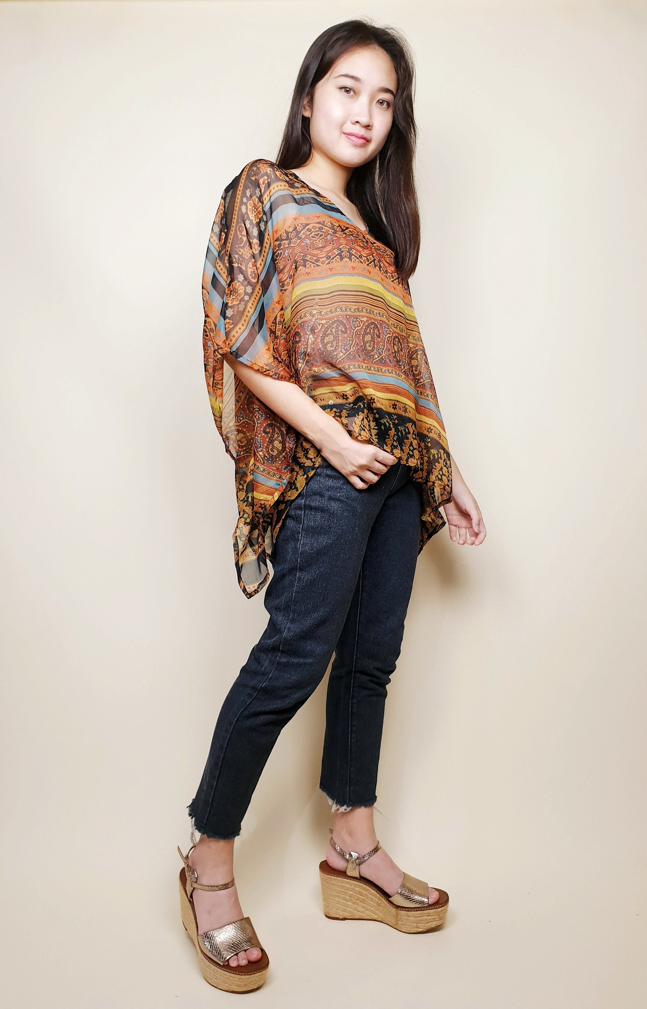 V-neck Goldia Kaftan Top | Angie's Fashion