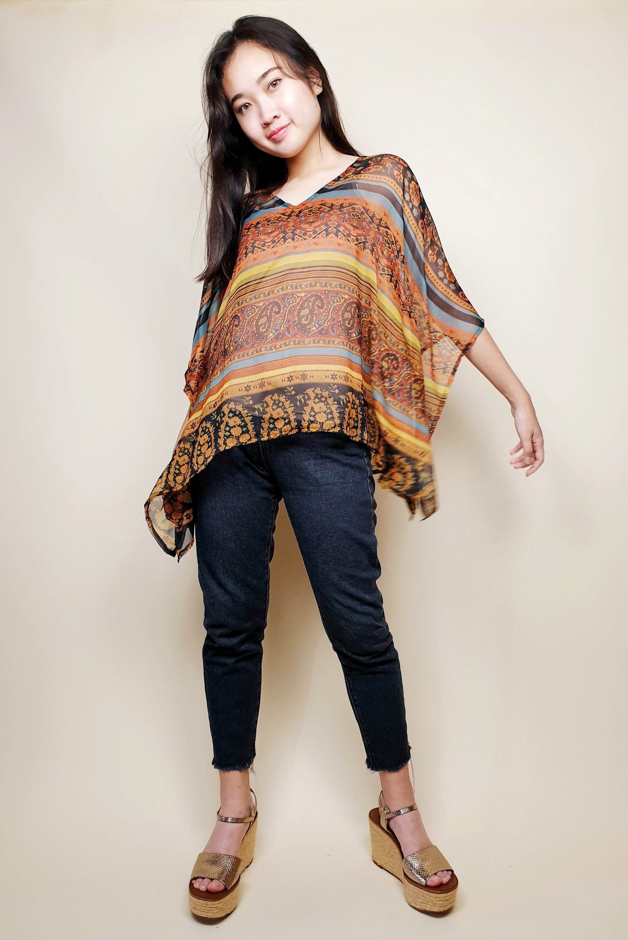 V-neck Goldia Kaftan Top | Angie's Fashion