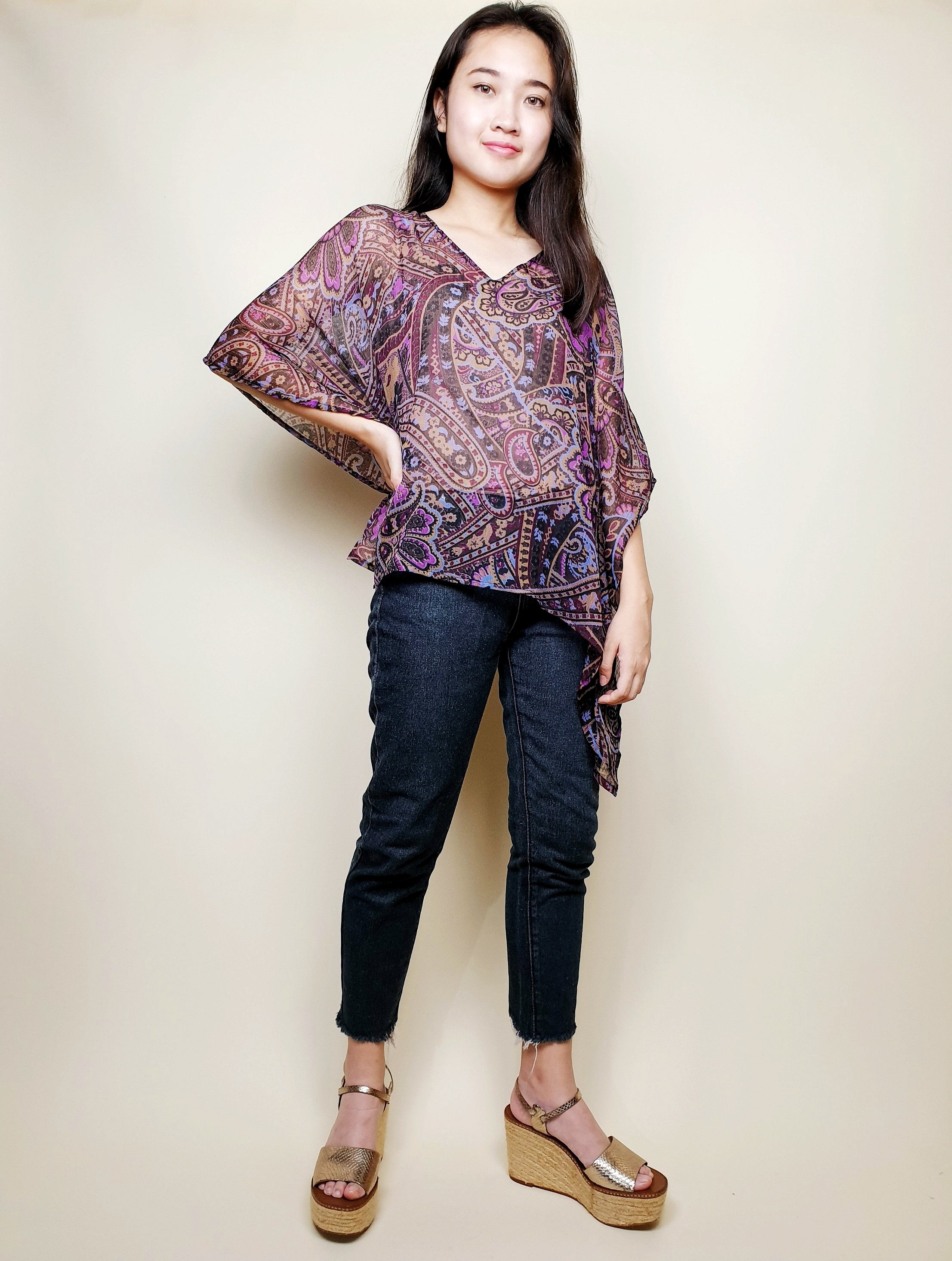 V-neck Viole Kaftan Top | Angie's Fashion