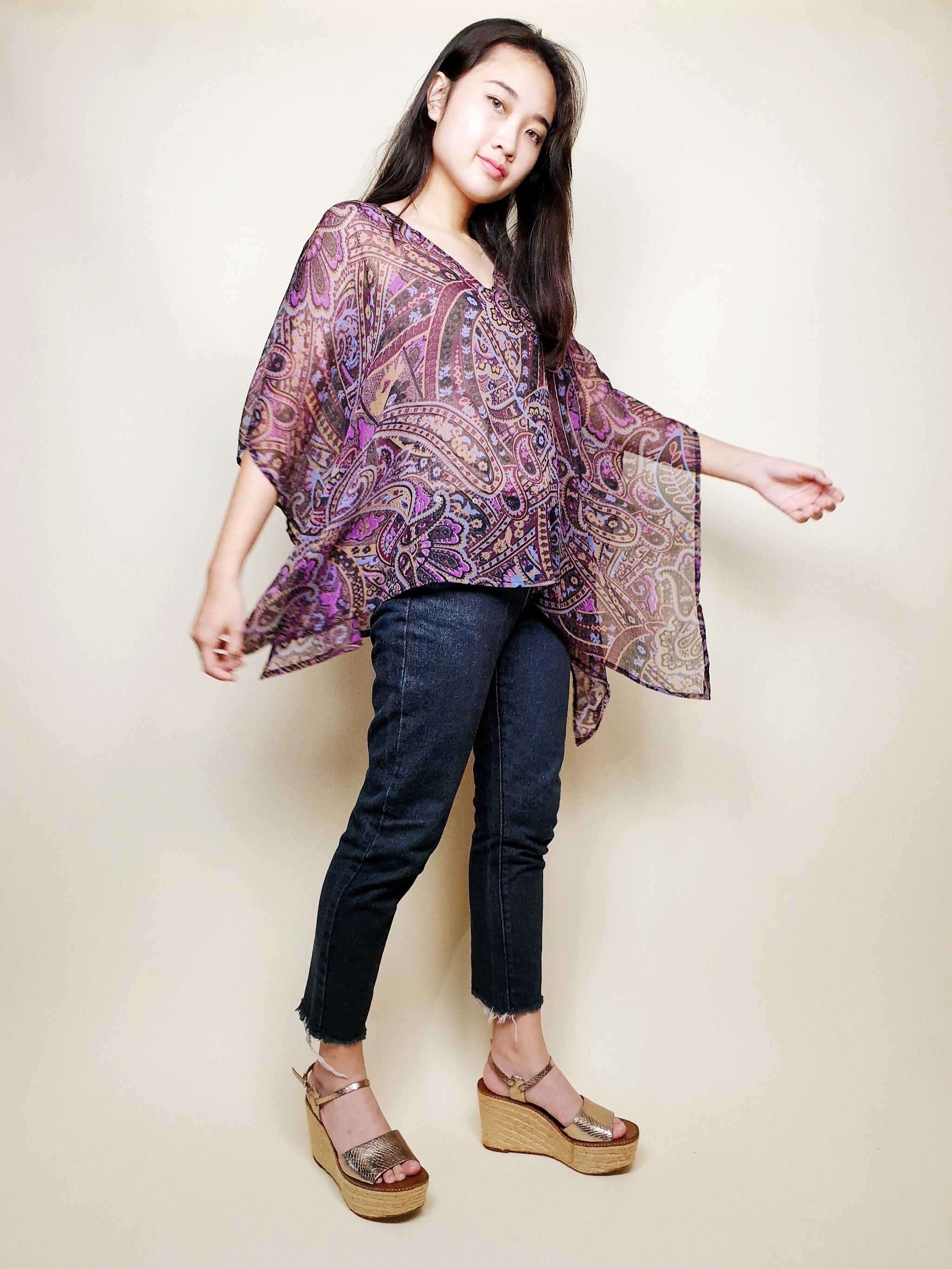 V-neck Viole Kaftan Top | Angie's Fashion