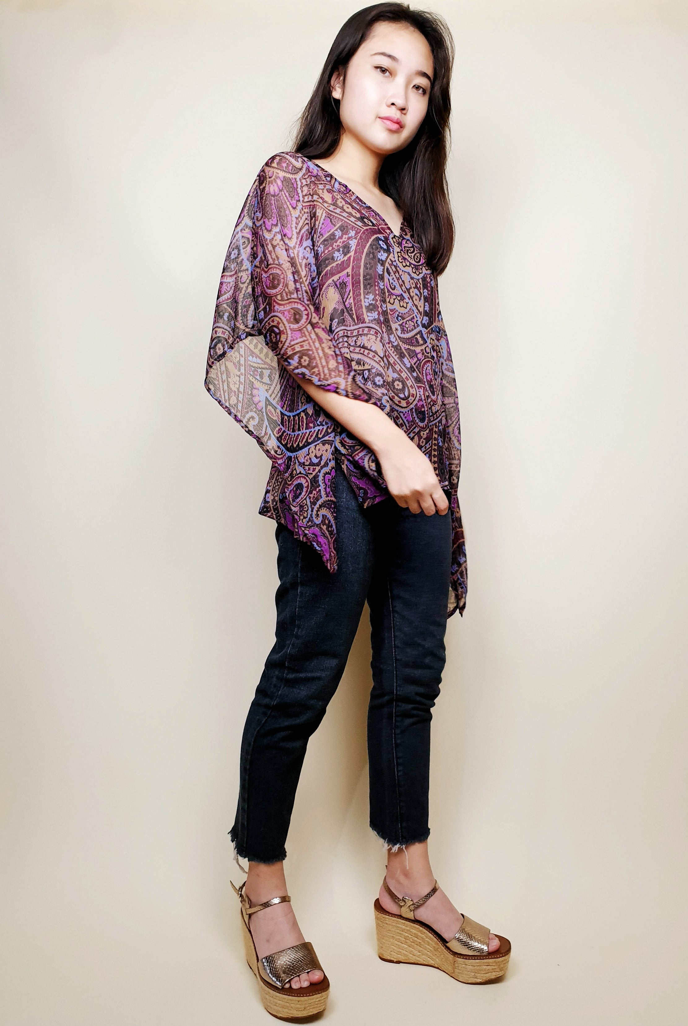 V-neck Viole Kaftan Top | Angie's Fashion