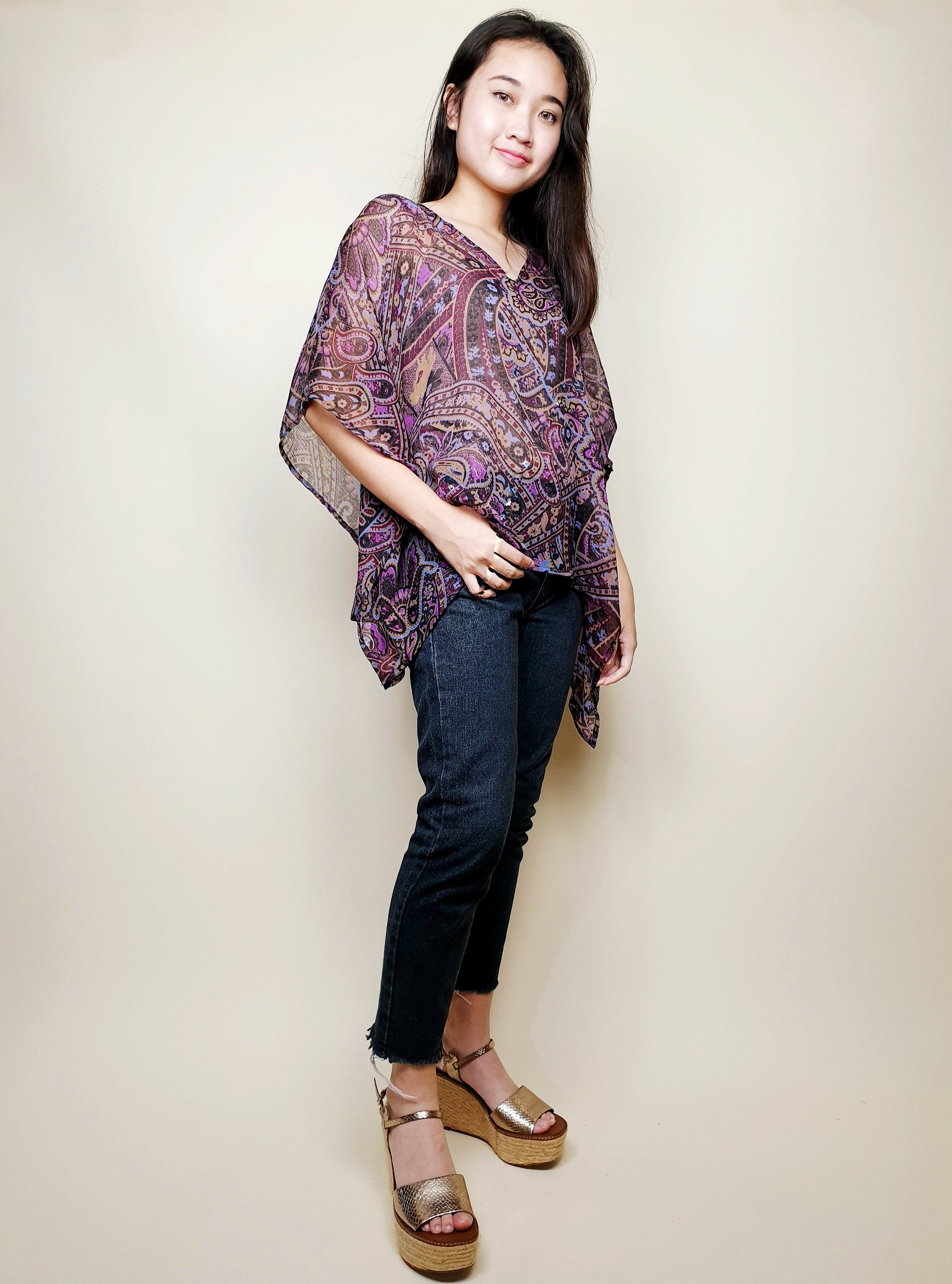 V-neck Viole Kaftan Top | Angie's Fashion